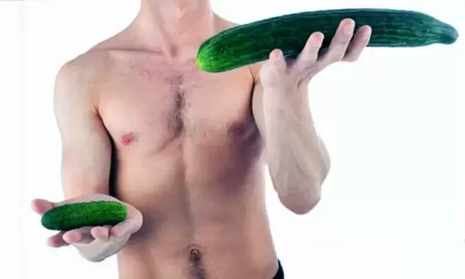 väikese ja suure peenise suurus, kasutades näitena kurke